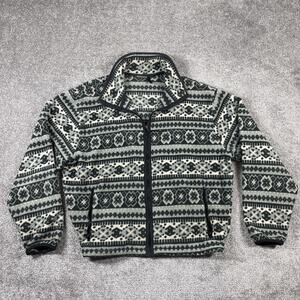 LL Bean Fleece Jacket Mens Large Zip Up Oversized Vintage Aztec Navajo Tribal